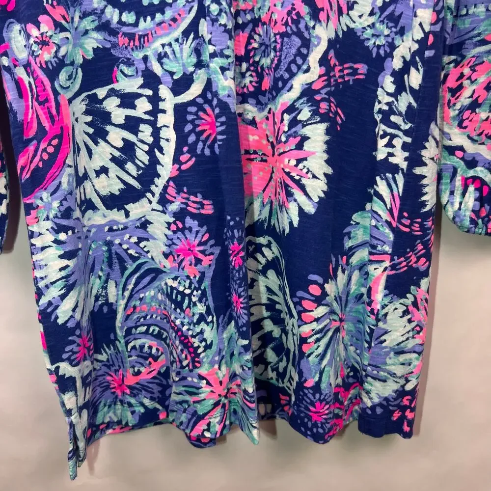 Lilly Pulitzer Joy Tunic Dress, Multicolor Seashell Coastal Print, Cotton Modal